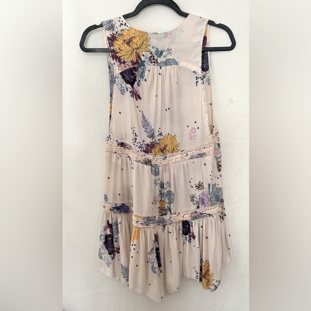 Free People Purple Haze Cream Combo Floral Tunic Top/Mini Dress - Picture 12 of 13